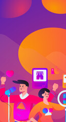 Festive Shopping E-Commerce Online Shopping People Flat Vector Concept Operation Hand Drawn Illustration