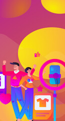 Festive Shopping E-Commerce Online Shopping People Flat Vector Concept Operation Hand Drawn Illustration