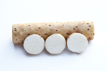 Fresh nagaimo on white background.