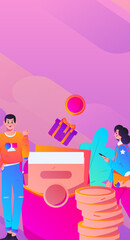 Festive Shopping E-Commerce Online Shopping People Flat Vector Concept Operation Hand Drawn Illustration