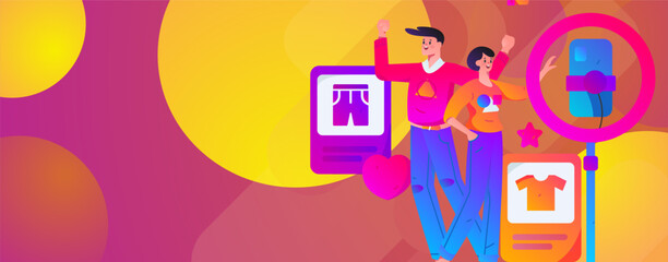 Festive Shopping E-Commerce Online Shopping People Flat Vector Concept Operation Hand Drawn Illustration