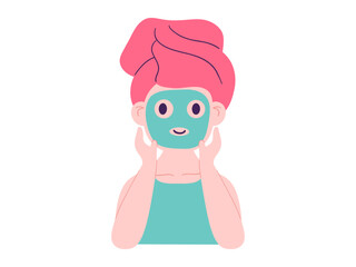 beauty illustration with facial mask