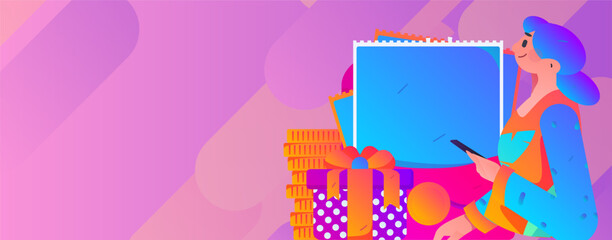 Festive Shopping E-Commerce Online Shopping People Flat Vector Concept Operation Hand Drawn Illustration