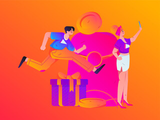 Festive Shopping E-Commerce Online Shopping People Flat Vector Concept Operation Hand Drawn Illustration