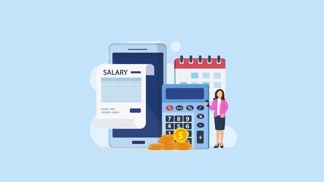 Male manager checking his salary on computer	
