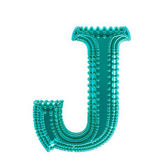 Small spheres on the turquoise symbol. letter j