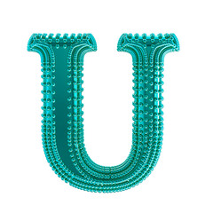 Small spheres on the turquoise symbol. letter u