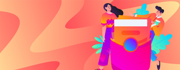 Festive Shopping E-Commerce Online Shopping People Flat Vector Concept Operation Hand Drawn Illustration