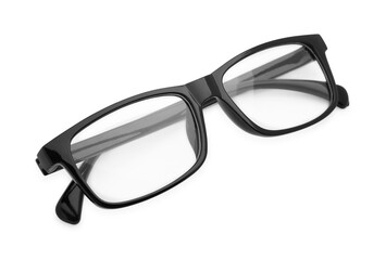 Stylish glasses with black frame isolated on white