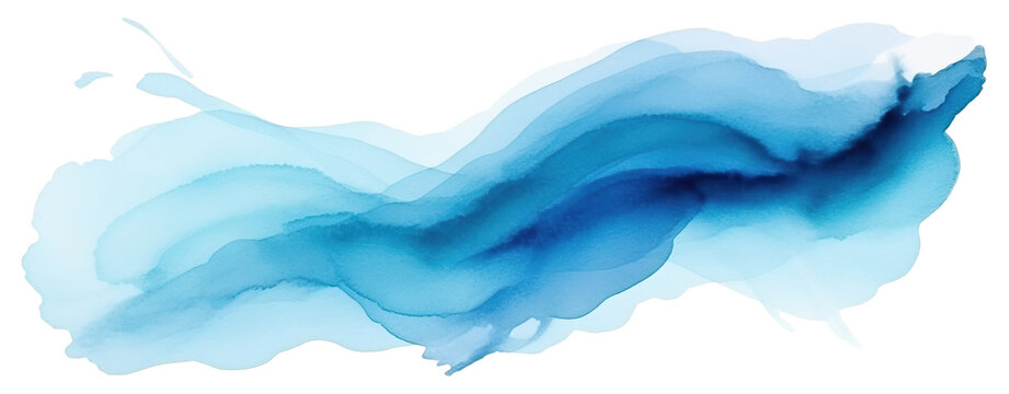 Abstract blue watercolor brushstroke isolated.
