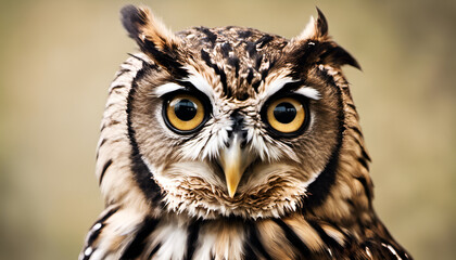 Fototapeta premium An owl caught in a comical pose, its wide-eyed expression conveying genuine surprise. Perfect for memes and funny captions