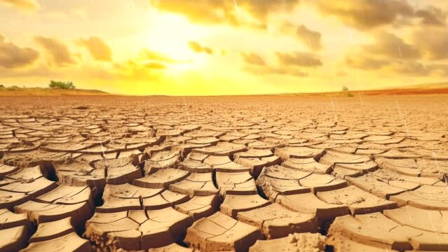 cracked soil on dry land, dry season, with cloudy video