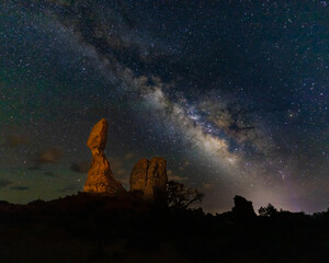 Milky Way over Balanced Rock in Arches National Park, Utah