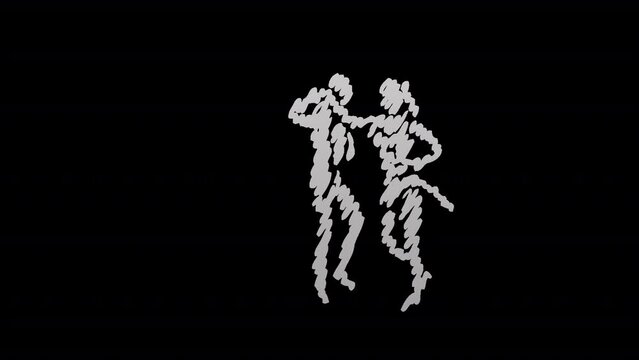 Shading of Hand drawn Salsa Dancing couple with transparent (alpha) background