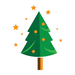 Green Christmas tree icon, Cristmas tree colorful illustration on white background..eps