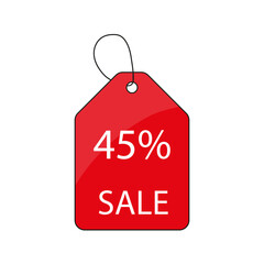 Price tag. Discount promotion. Sale 45 percent label. Vector illustration. EPS 10.