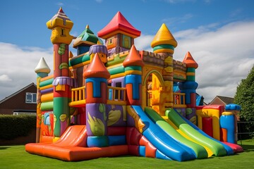 Fun bouncy castle for playtime. Generative AI