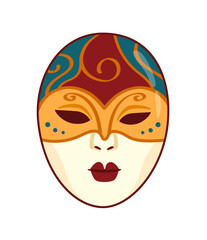 Carnaval mask concept. Colorful apparel element for event and party. Wear and clothes for women. Template, layout and mock up. Cartoon flat vector illustration isolated on white background