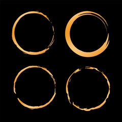 Gold circle frame set. Black background. Vector illustration. EPS 10.