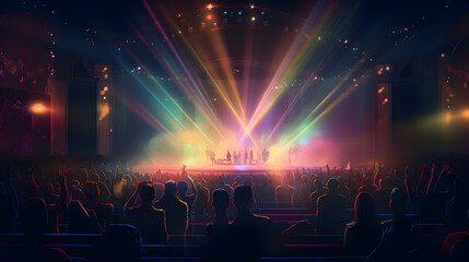 光と煙が織りなす幻想的なコンサート No.017  A Fantastical Concert with Colorful Lights and Smoke Generative AI