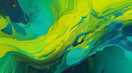 緑系の色彩が流れる抽象的な背景 No.003  Abstract Background with Greenish Colors Flowing Generative AI