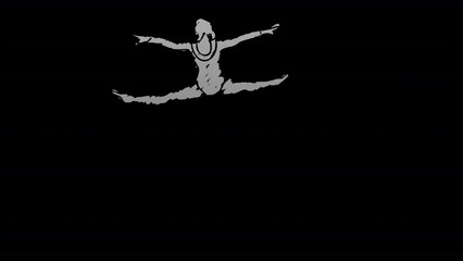 A hand drawn woman doing Gymnastic on transparent (alpha) background
