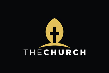 Obraz premium Trendy Professional and minimal church sign Christian and peaceful vector logo design