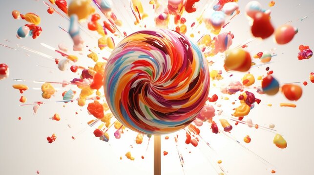 close up of explosion of a lollipop generative art