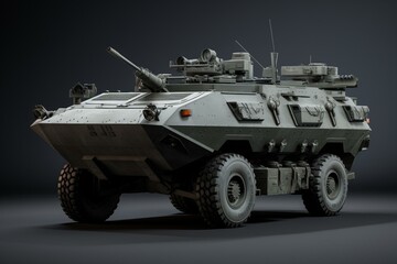 3D model of a gray Stryker armored vehicle, used by the US military for landmine and ambush defense. Generative AI - obrazy, fototapety, plakaty