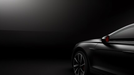 Close-up of a black car on a dark background