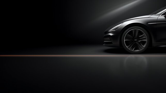 Close-up of a black car on a dark background