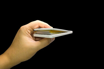 Broken lithium ion dangerous power bank due to swollen battery
