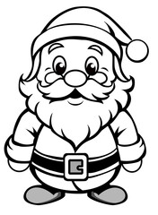 Black and white coloring page, santa claus logo