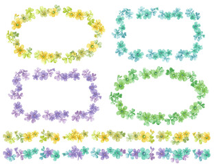 カラフルなカタバミのフレームとラインのセット