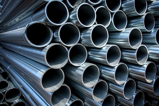 Zinc coated metal pipes made of galvanized tubes. Generative AI