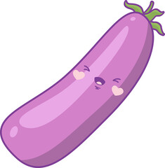 Cute funny eggplant vegetable cartoon kawaii style isolated  illustration