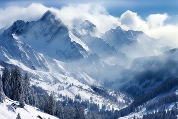 Winter panorama of snowy Tatra Mountains. Generative AI