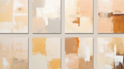 Artistic background set in neutral colors. Abstract hand painted acrylic template. Modern hand drawn painting on canvas. Art texture with paint brush strokes. Fragments of contemporary artwork