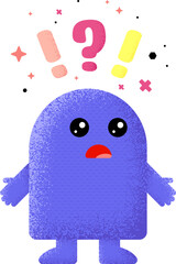 Funny textured shape questioning. Geometric form mascot