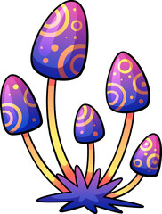 Magic mushroom. Growing hallucinogenic fungus. Colorful plants