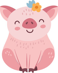 Obraz na płótnie Canvas Happy baby pig character. Cute pink piglet