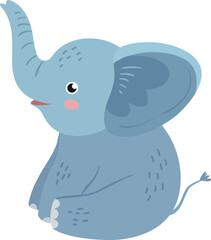 Baby elephant smiling. Cute childish style mascot