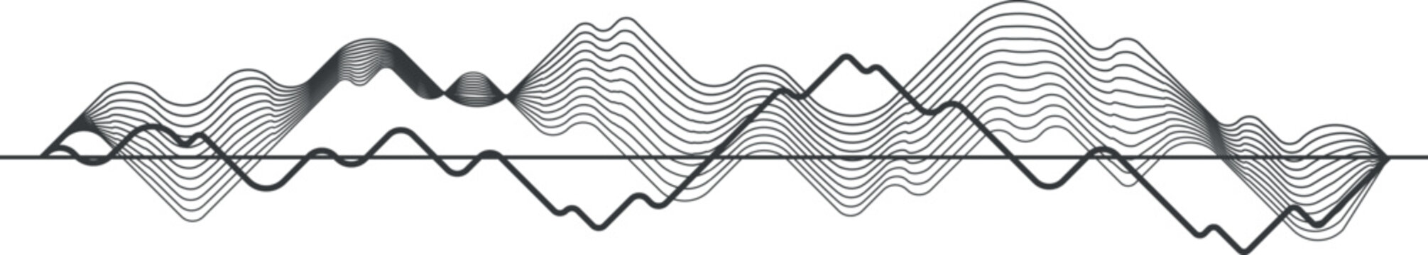 Wavy line chart. Volume waveform. Sound record