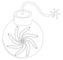 One continuous line of bomb with banana. Thin Line Illustration vector concept. Contour Drawing Creative ideas.