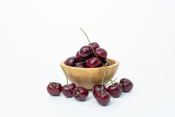 red sweet cherry isolated on white background