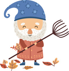 Garden gnome. Cute dwarf character. Fairytale man