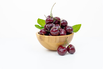 red sweet cherry isolated on white background