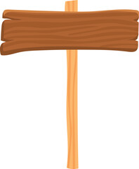 Wooden signpost icon. Cartoon timber plank board