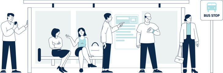 People waiting on bus stop for public transport