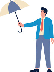 Businessman with umbrella. Business protection. Insurance concept